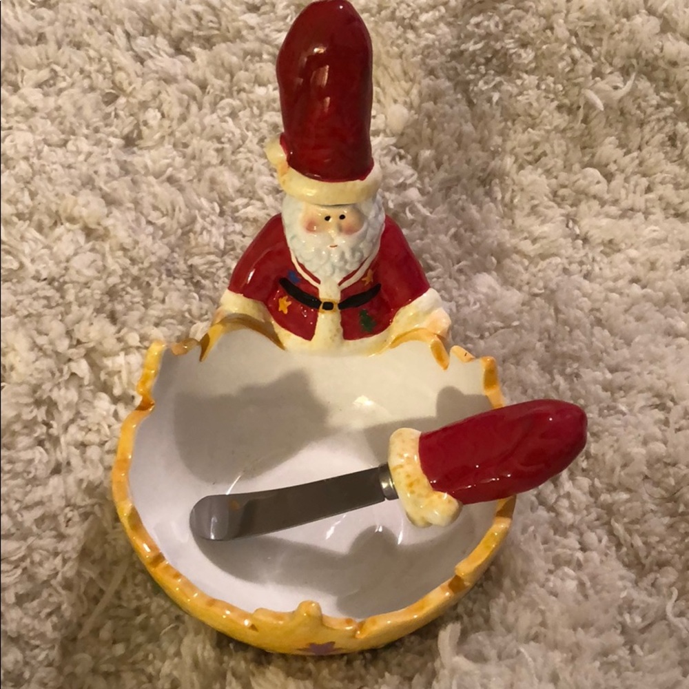 Santa Bowl and Santa Hat Knives Set - Christmas